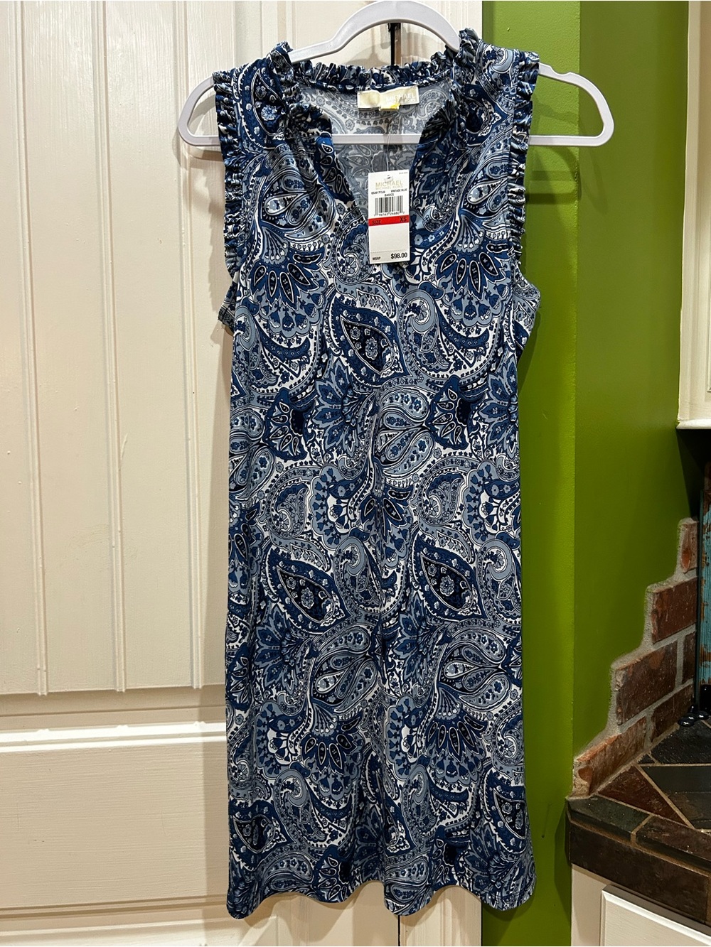 Sleeveless Blue Paisley Women’s Dress- Michael Kors size XS